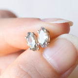 Orecchini punto luce vintage in oro bianco 10K con quarzi