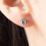 Orecchini punto luce vintage in oro giallo 9K con topazi azzurri, anni ‘90