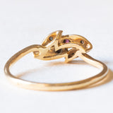 Anello vintage in oro giallo 18K con rubini e diamanti, anni ‘60