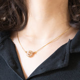 Collier con catenina in oro giallo 18K e con decorazione centrale convertita da orecchino antico in oro giallo 18K con diamanti di taglio rosetta (primi del ‘900)