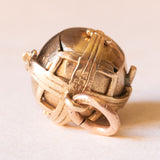 Ciondolo massonico con lamina in oro giallo 9K su argento con disegni incisi