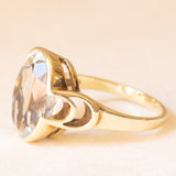 Anello da cocktail vintage in oro giallo 14K con acquamarina (2ct ca.), anni ‘60/‘70