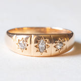 Anello gypsy retrò in oro giallo 14K con diamanti (0.16ctw ca.), anni ‘40