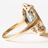 Anello vintage in oro giallo e in oro bianco 14K con spinello sintetico (6.50ct ca.) e diamanti, anni ‘80