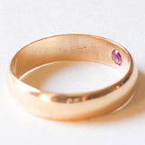 Anello gypsy vintage in oro giallo 14K con rubino sintetico, anni ‘40