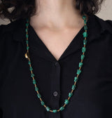 Collana vintage in oro giallo 18K con malachite, anni ‘60