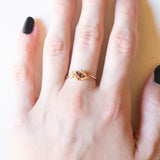 Anello vintage in oro giallo 18K con rubini e diamanti, anni ‘60