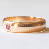 Anello gypsy vintage in oro giallo 14K con rubino sintetico, anni ‘40