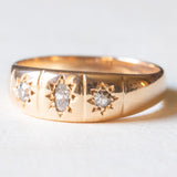 Anello gypsy retrò in oro giallo 14K con diamanti (0.16ctw ca.), anni ‘40