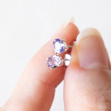 Orecchini punto luce vintage in oro bianco 9K con tanzaniti