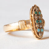 Anello antico in oro giallo 18K con turchesi e perline, anni ‘10/‘20