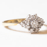 Anello vintage a margherita in oro giallo e in oro bianco 14K con diamanti di taglio brillante (0.35ctw ca.), anni '60