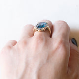 Anello vintage in oro giallo e in oro bianco 14K con spinello sintetico (6.50ct ca.) e diamanti, anni ‘80