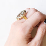 Anello vintage da cocktail in oro giallo 14K con acquamarina (8.30ct ca.), anni ‘60