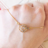 Collier con catenina in oro giallo 18K e con decorazione centrale convertita da orecchino antico in oro giallo 18K con diamanti di taglio rosetta (primi del ‘900)