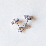 Orecchini a fiore vintage in oro bianco 9K con tanzaniti e diamanti