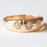 Anello gypsy retrò in oro giallo 14K con diamanti (0.16ctw ca.), anni ‘40