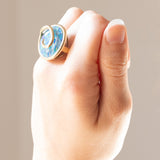 Anello vintage in oro giallo 9K con mosaico di opali triplet