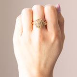 Anello vintage a margherita in oro giallo 14K con diamanti di taglio brillante (1ctw ca.), anni ‘60