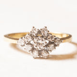 Anello vintage a margherita in oro giallo e in oro bianco 14K con diamanti di taglio brillante (0.35ctw ca.), anni '60