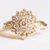 Anello vintage a margherita in oro giallo 14K con diamanti di taglio brillante (1ctw ca.), anni ‘60