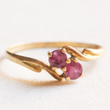 Anello Toi et Moi vintage in oro giallo 18K con rubini, anni ‘50/‘60