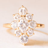 Anello vintage in oro giallo 18K con diamanti di taglio brillante (2.20ctw ca.), anni ‘70