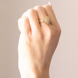 Anello vintage a margherita in oro giallo 14K con diamanti di taglio brillante (1ctw ca.), anni ‘60