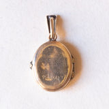 Ciondolo portafoto vintage con lamina in oro giallo 9K su metallo, anni ‘40/‘50