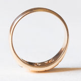 Anello gypsy retrò in oro giallo 14K con diamanti (0.16ctw ca.), anni ‘40