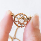 Collier con catenina in oro giallo 18K e con decorazione centrale convertita da orecchino antico in oro giallo 18K con diamanti di taglio rosetta (primi del ‘900)