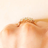 Trilogy vintage in oro giallo 10K con tormaline azzurre (1ctw ca.) e diamanti (0.03ctw ca.)