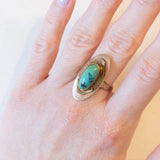 Anello Art Nouveau in oro giallo 14K con turchese, anni ‘20