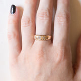 Anello gypsy retrò in oro giallo 14K con diamanti (0.16ctw ca.), anni ‘40
