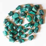 Collana vintage in oro giallo 18K con malachite, anni ‘60