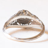 Anello Art Déco in oro bianco 18K con diamante di taglio vecchia Europa (0.06ct ca.), anni ‘20/‘30