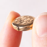 Ciondolo portafoto vintage con lamina in oro giallo 9K su metallo, anni ‘40/‘50