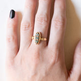 Anello antico in oro giallo 18K con turchesi e perline, anni ‘10/‘20