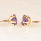 Orecchini punto luce vintage in oro giallo 9K con ametiste (1ctw ca.)