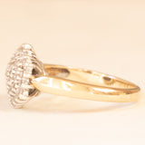 Anello a fiore vintage in oro giallo e bianco 9K con diamanti (0.18ctw ca.), anno 1994