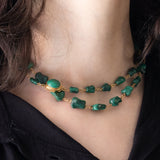 Collana vintage in oro giallo 18K con malachite, anni ‘60
