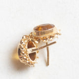 Orecchini punto luce in oro giallo 9K con quarzi citrini, anni ‘70