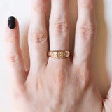 Anello gypsy retrò in oro giallo 14K con diamanti (0.16ctw ca.), anni ‘40