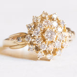 Anello vintage a margherita in oro giallo 14K con diamanti di taglio brillante (1ctw ca.), anni ‘60