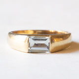 Anello a fascia vintage in oro giallo 14K con acquamarina (0.70ct ca.), anni ‘70