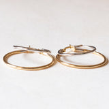 Orecchini vintage a doppio cerchio in oro giallo e in oro bianco 18K, anni ‘70/‘80