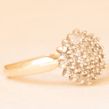 Anello a fiore vintage in oro giallo e bianco 9K con diamanti (0.18ctw ca.), anno 1994