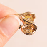 Orecchini antichi in oro giallo e in oro bianco 18K con diamanti (centrali 0.40ctw ca.), anni ‘30/‘40