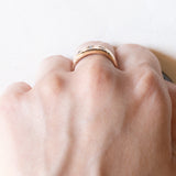 Anello gypsy retrò in oro giallo 14K con diamanti (0.16ctw ca.), anni ‘40