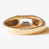 Anello a fascia vintage in oro giallo 14K con acquamarina (0.70ct ca.), anni ‘70